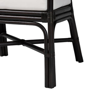Bali & Pari Oscar Handwoven Rattan Dining Chair with Cushion for Coastal Boho Decor