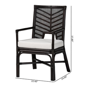 Bali & Pari Oscar Handwoven Rattan Dining Chair with Cushion for Coastal Boho Decor