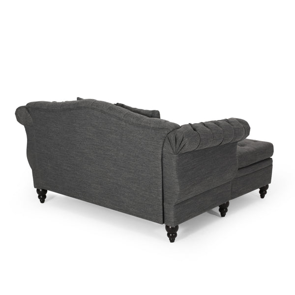 Christopher Knight Home® - Loveseat Double Chaise Lounge – Timeless Charcoal Upholstery, Elegant Design, And Ultimate Comfort Retreat