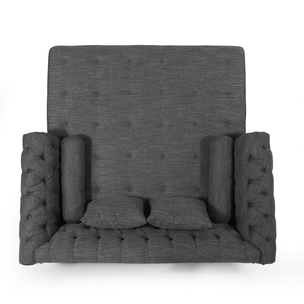 Christopher Knight Home® - Loveseat Double Chaise Lounge – Timeless Charcoal Upholstery, Elegant Design, And Ultimate Comfort Retreat