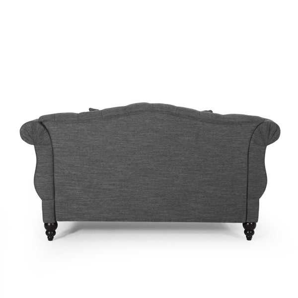 Christopher Knight Home® - Loveseat Double Chaise Lounge – Timeless Charcoal Upholstery, Elegant Design, And Ultimate Comfort Retreat