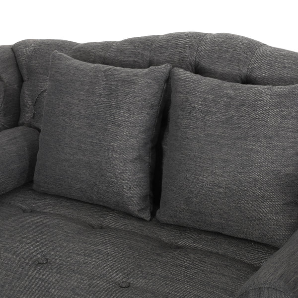 Christopher Knight Home® - Loveseat Double Chaise Lounge – Timeless Charcoal Upholstery, Elegant Design, And Ultimate Comfort Retreat