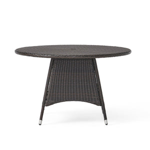 Christopher Knight Home® - Corsica Round Wicker Dining Table 48" Brown – Weather-Resistant Pe Wicker, Powder-Coated Iron Frame, Durable Outdoor Centerpiece