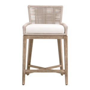 Essentials For Living Overlay Counter Stool - Elegant Mahogany Base With Handwoven Rope And Comfortable High-performance Cushion Oyster Twist Rope,Livesmart Peyton,Pearl,Natural Gray Mahogany Solid Mahogany Wood,Aluminum 6859cs.Oys/Lpprl/Ng