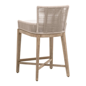 Essentials For Living Overlay Counter Stool - Elegant Mahogany Base With Handwoven Rope And Comfortable High-performance Cushion Oyster Twist Rope,Livesmart Peyton,Pearl,Natural Gray Mahogany Solid Mahogany Wood,Aluminum 6859cs.Oys/Lpprl/Ng