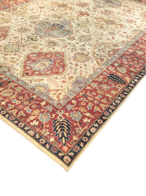 Pasargad Home Azerbaijan Collection Hand-knotted Lamb's Wool Area Rug – Elegant Floral Design Accents   P-lavar Ivo 9x12
