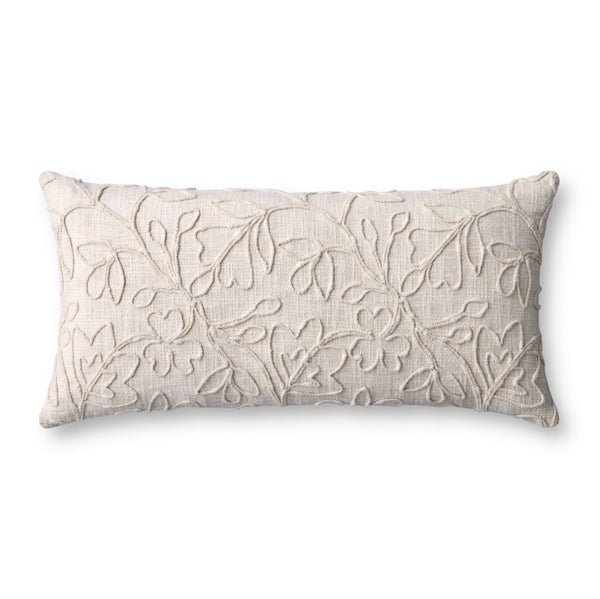 Loloi PLL0127 Machine Embroidered Transitional Pillow Natural 100% Cotton P098PLL0127NA00PI13