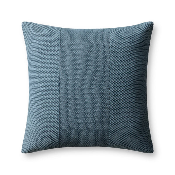 Loloi PLL0170 Hand Knitted Solid Pillow Blue 100% Cotton DSETPLL0170BB00PIL3
