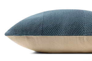 Loloi PLL0170 Hand Knitted Solid Pillow Blue 100% Cotton DSETPLL0170BB00PIL3