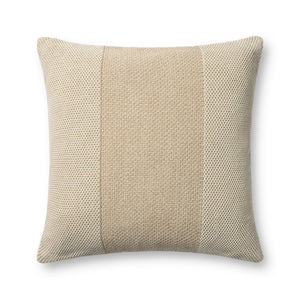 Loloi PLL0170 Hand Knitted Solid Pillow Ivory ,Beige 100% Cotton P098PLL0170IVBEPIL3