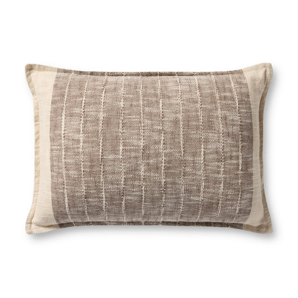 Loloi PLL0183 Machine Woven Transitional Pillow Brown ,Ivory 100% Cotton PSETPLL0183BRIVPI15