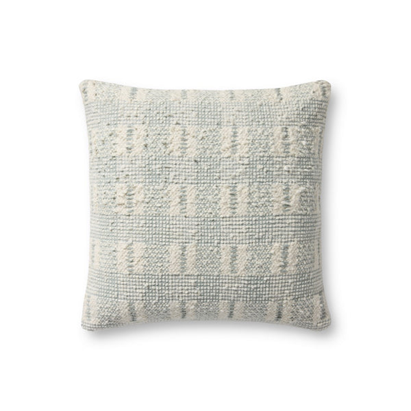 Loloi PLL0185 Hand Woven Transitional Pillow Ivory ,Blue 100% Cotton DSETPLL0185IVBBPIL1