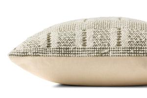Loloi PLL0185 Hand_Woven Transitional Pillow Ivory ,Green 100% Cotton P098PLL0185IVGRPIL1