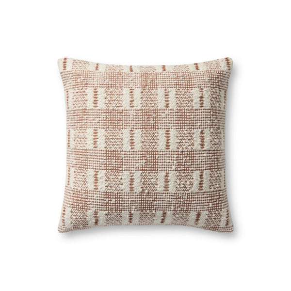 Loloi PLL0185 Hand_Woven Transitional Pillow Ivory ,Rust 100% Cotton P098PLL0185IVRUPIL1