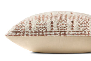 Loloi PLL0185 Hand_Woven Transitional Pillow Ivory ,Rust 100% Cotton P098PLL0185IVRUPIL1