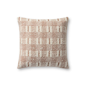 Loloi PLL0185 Hand Woven Transitional Pillow Ivory ,Rust 100% Cotton DSETPLL0185IVRUPIL1