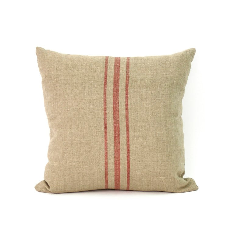Zentique 20" Khaki Linen Decorative Pillow with Bold Center Red Stripe — Modern Contrast for Neutral Décor P11 #4