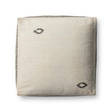 Loloi LPF0042 Machine Woven Solid Pouf Ivory ,Brown Polyester | Cotton P143LPF0042IVBRPF36