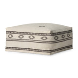 Loloi LPF0042 Machine Woven Solid Pouf Ivory ,Brown Polyester | Cotton P143LPF0042IVBRPF36