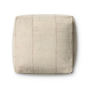 Loloi LPF0043 Machine Woven Global/Ethnic Pouf Ivory Polyester | Cotton P143LPF0043IV00PF18