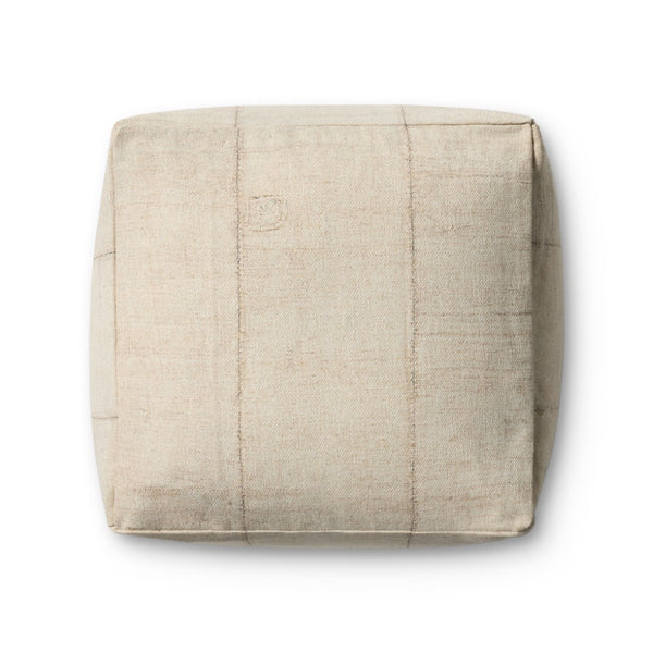 Loloi LPF0043 Machine Woven Global/Ethnic Pouf Ivory Polyester | Cotton P143LPF0043IV00PF18