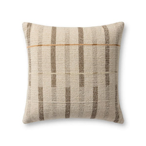 Loloi PLL0175 Machine Woven Transitional Pillow Ivory ,Brown Polyester | Cotton P143PLL0175IVBRPIL2