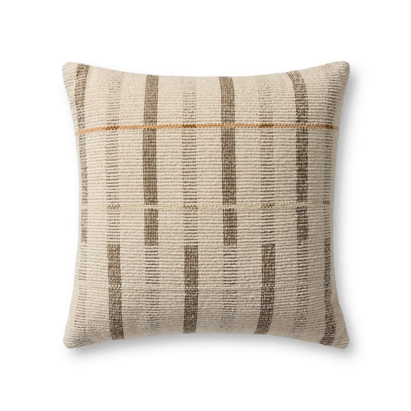 Loloi PLL0175 Machine Woven Transitional Pillow Ivory ,Brown Polyester | Cotton P143PLL0175IVBRPIL2