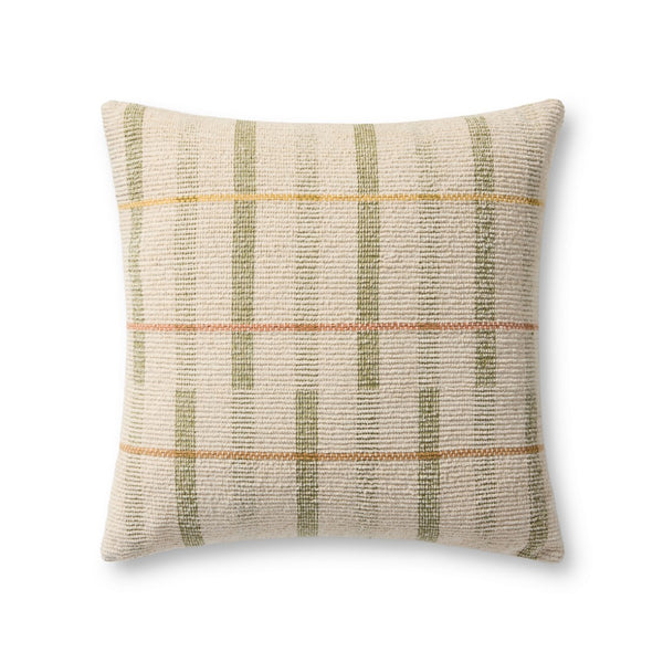 Loloi PLL0175 Machine Woven Transitional Pillow Ivory ,Green Polyester | Cotton PSETPLL0175IVGRPIL2