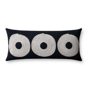 Loloi PLL0035 Machine Embroidered Solid Pillow Black ,Natural Cotton | Rayon | Polyester DSETPLL0035BLNAPI13