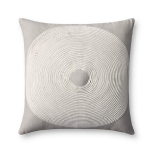 Loloi PLL0035 Machine Embroidered Contemporary Pillow Taupe ,Natural Cotton | Rayon | Polyester P234PLL0035TANAPIL1