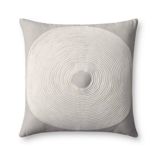 Loloi PLL0035 Machine Embroidered Contemporary Pillow Taupe ,Natural Cotton | Rayon | Polyester P234PLL0035TANAPIL1