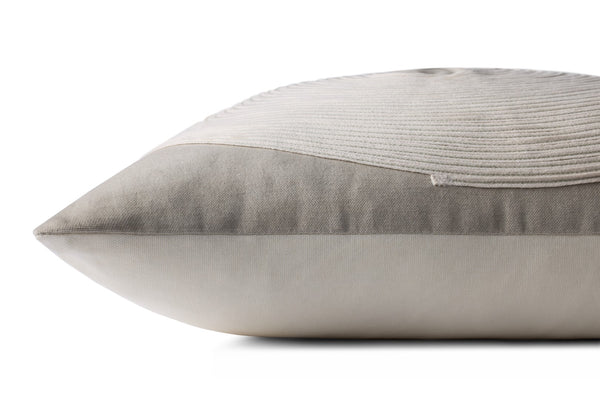 Loloi PLL0035 Machine Embroidered Contemporary Pillow Taupe ,Natural Cotton | Rayon | Polyester P234PLL0035TANAPIL1