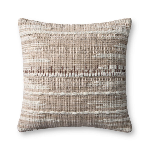 Loloi PLL0124 Hand Woven Transitional Pillow Ivory ,Beige Wool | Cotton DSETPLL0124IVBEPIL1