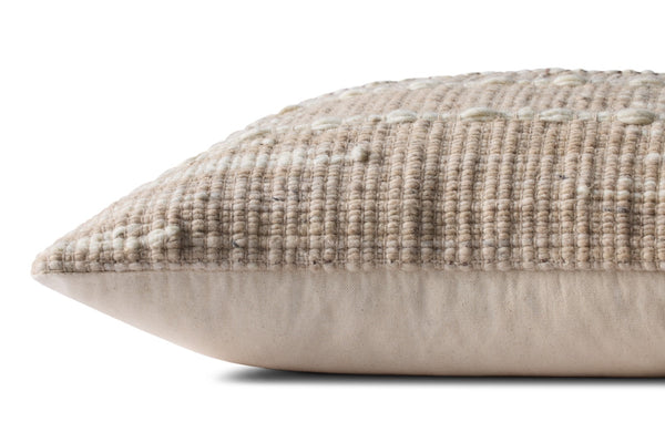 Loloi PLL0124 Hand Woven Transitional Pillow Ivory ,Beige Wool | Cotton DSETPLL0124IVBEPIL1
