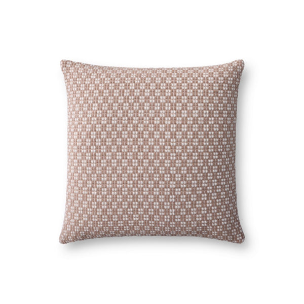 Loloi PLL0125 Machine Woven Transitional Pillow Ivory ,Brown 100% Cotton DSETPLL0125IVBRPIL1