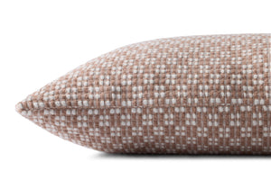 Loloi PLL0125 Machine Woven Transitional Pillow Ivory ,Brown 100% Cotton DSETPLL0125IVBRPIL1