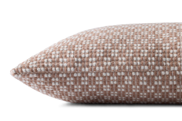 Loloi PLL0125 Machine Woven Transitional Pillow Ivory ,Brown 100% Cotton DSETPLL0125IVBRPIL1