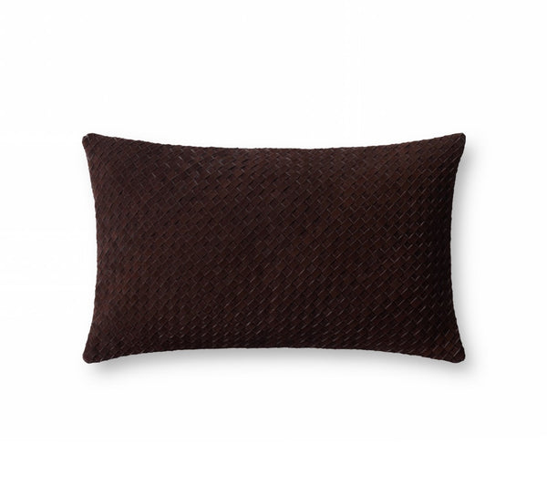 Loloi PLL0129 Machine Woven Solid Pillow Brown 100% Leather PSETPLL0129BR00PIL5