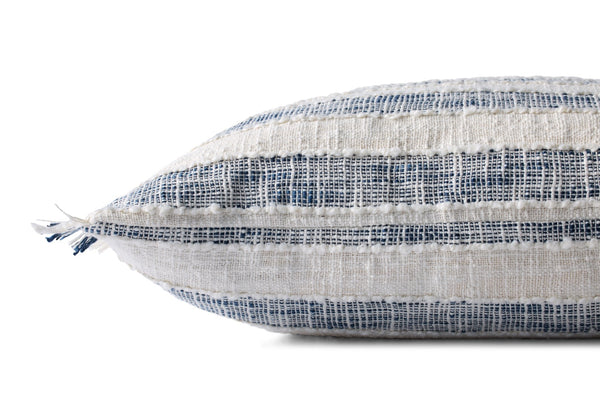 Loloi PLL0134 Machine Woven Transitional Pillow Blue ,Ivory 100% Polyester DSETPLL0134BBIVPIL3