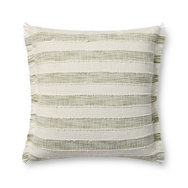 Loloi PLL0134 Machine Woven Transitional Pillow Green ,Ivory 100% Polyester DSETPLL0134GRIVPIL3