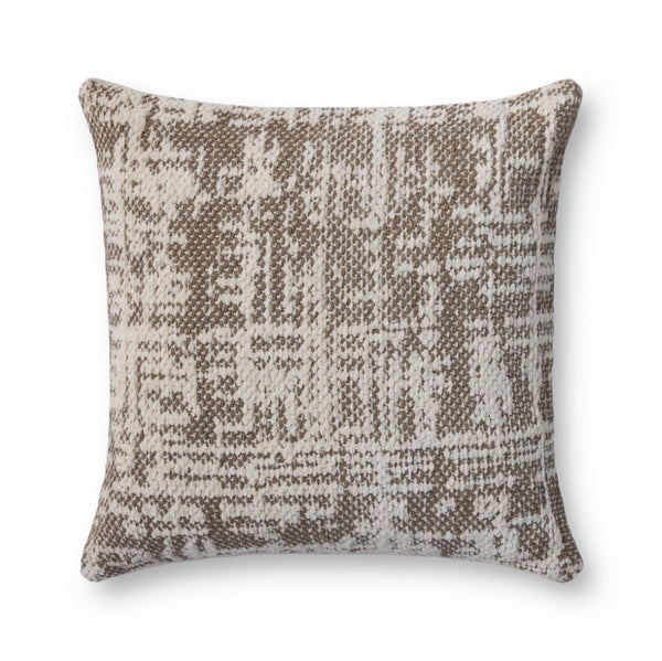 Loloi PLL0141 Machine Woven Transitional Pillow Dark Taupe ,Ivory Polyester | Cotton DSETPLL0141DTIVPIL3