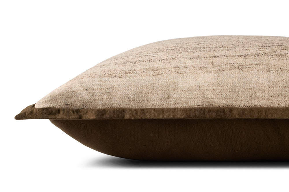 Loloi PLL0143 Machine Woven Transitional Pillow Brown ,Ivory Polyester | Cotton P331PLL0143BRIVPIL3