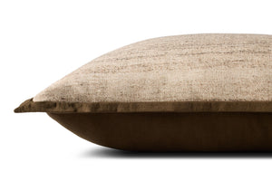 Loloi PLL0143 Machine Woven Transitional Pillow Brown ,Ivory Polyester | Cotton P331PLL0143BRIVPIL3