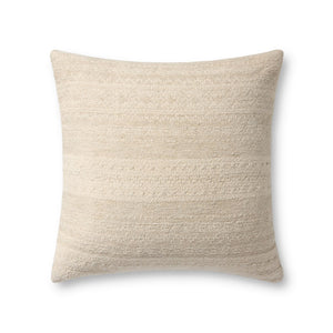 Loloi PLL0171 Jacquard Woven Solid Pillow Natural Cotton | Linen | Rayon PSETPLL0171NA00PIL2