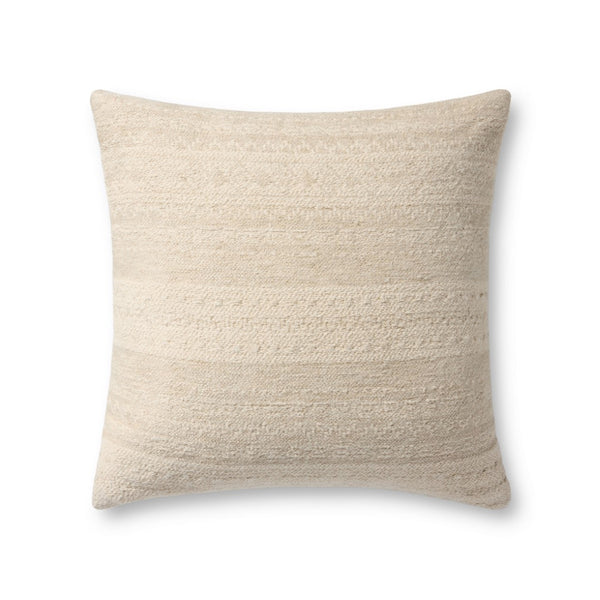 Loloi PLL0171 Jacquard Woven Solid Pillow Natural Cotton | Linen | Rayon PSETPLL0171NA00PIL2