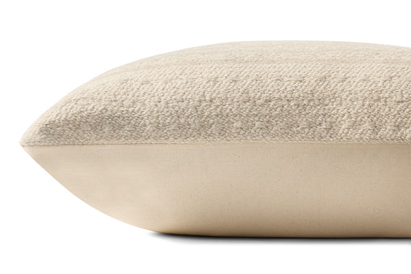 Loloi PLL0171 Jacquard Woven Solid Pillow Natural Cotton | Linen | Rayon PSETPLL0171NA00PIL2