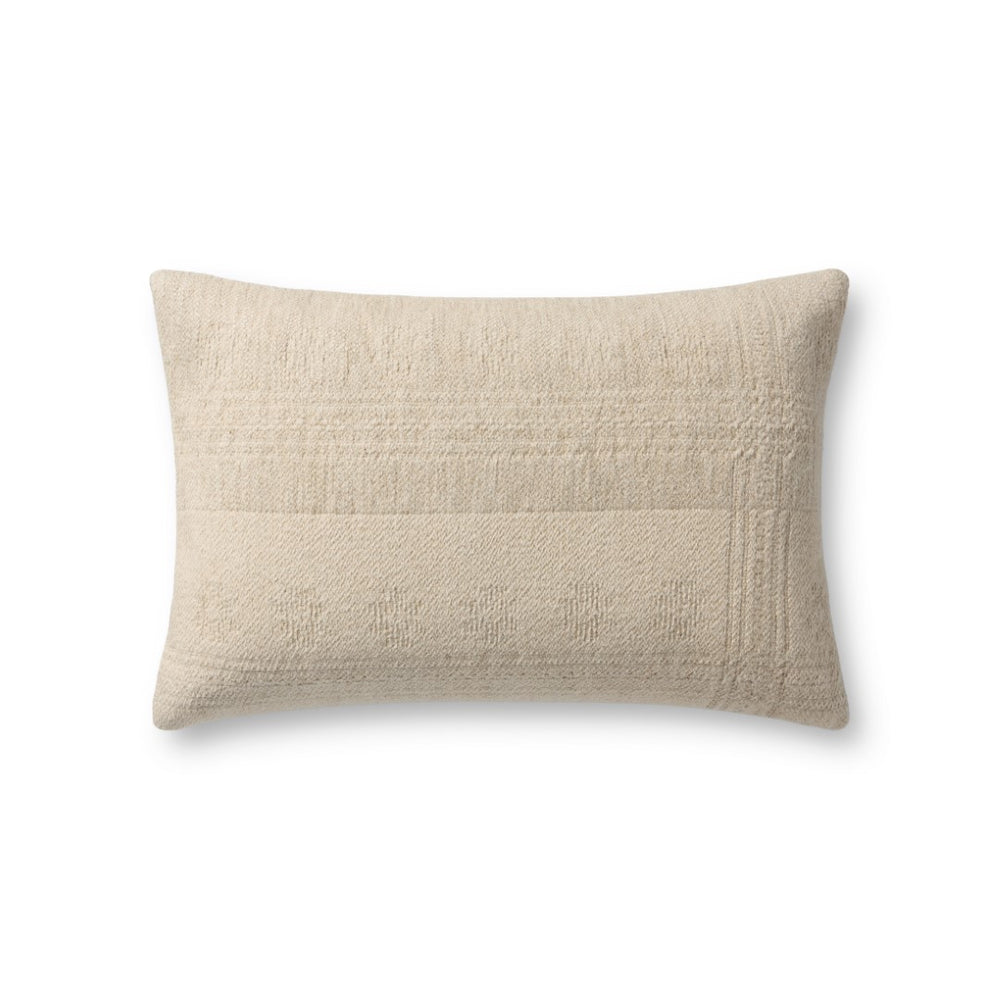Loloi PLL0171 Jacquard Woven Solid Pillow Natural Cotton | Linen | Rayon PSETPLL0171NA00PIL5