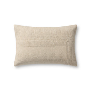 Loloi PLL0171 Jacquard Woven Solid Pillow Natural Cotton | Linen | Rayon PSETPLL0171NA00PIL5
