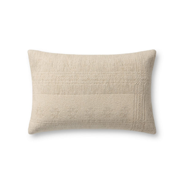 Loloi PLL0171 Jacquard Woven Solid Pillow Natural Cotton | Linen | Rayon PSETPLL0171NA00PIL5