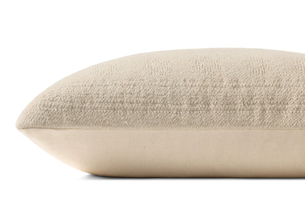 Loloi PLL0171 Jacquard Woven Solid Pillow Natural Cotton | Linen | Rayon PSETPLL0171NA00PIL5